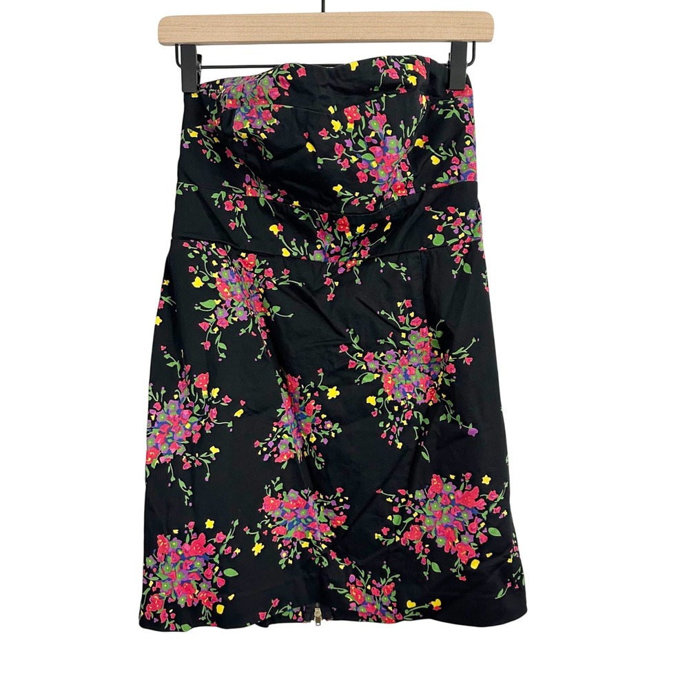 Free People Poison Apple Floral‎ Strapless Zip Up Mini Dress Black 10 Summer